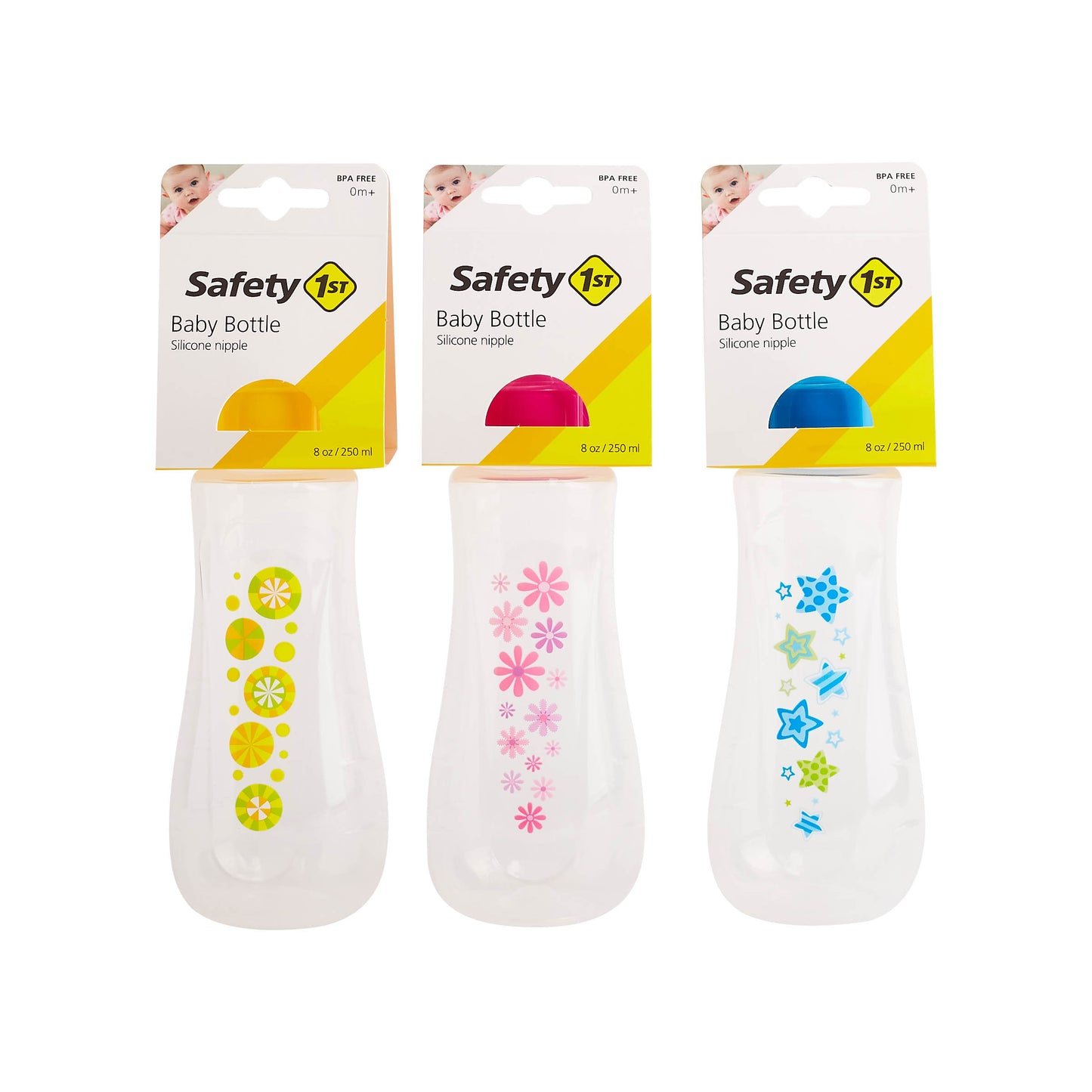 Safety 1st 8oz SIDE GRIP BABY BOTTLE W/PRINTS C/P 36