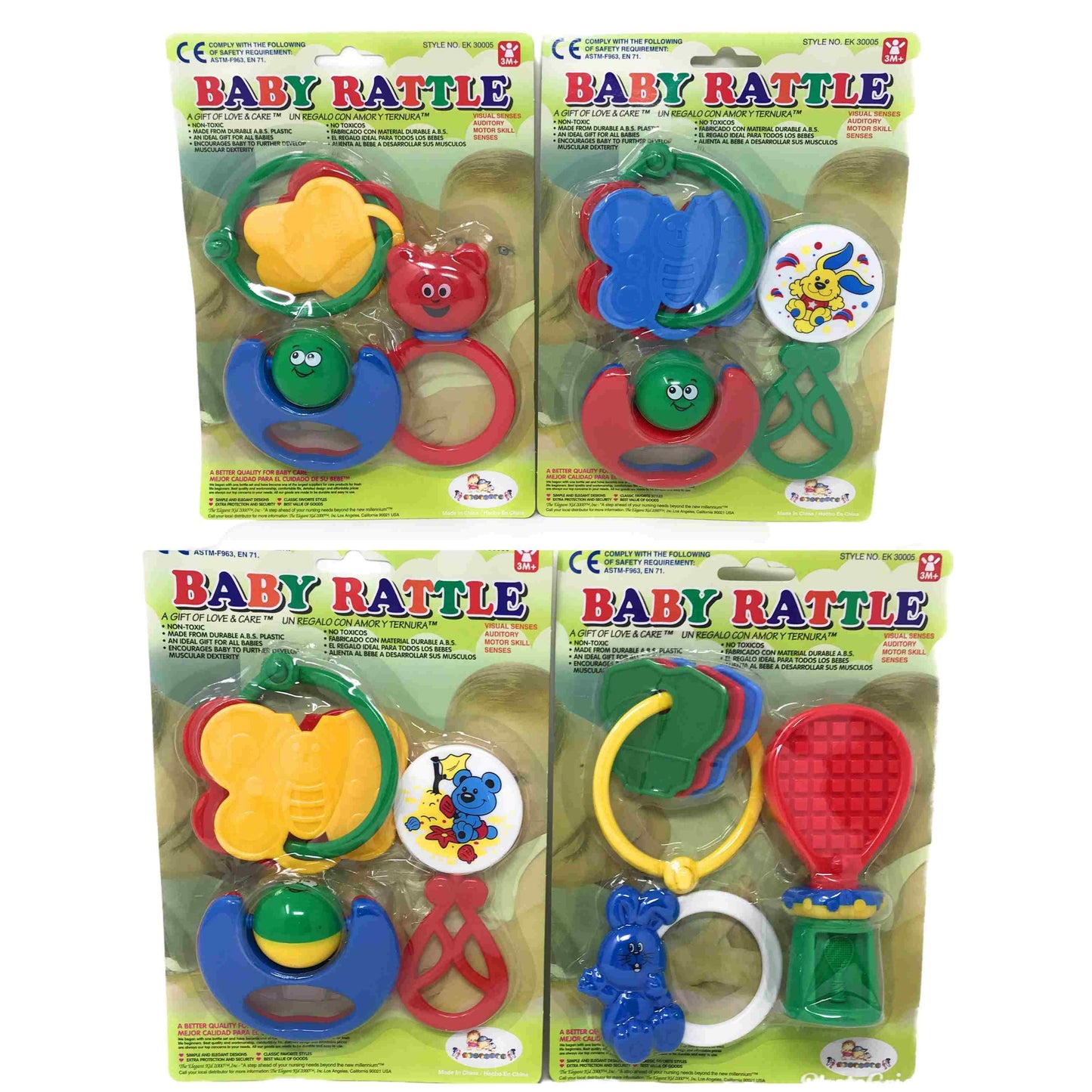 Elegant Kids 3 Piece Baby Rattle Set on Blister C/P 96