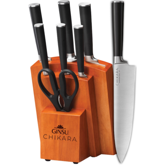 GINSU Chikara 8pc knife set in a Toffee block C/P 1