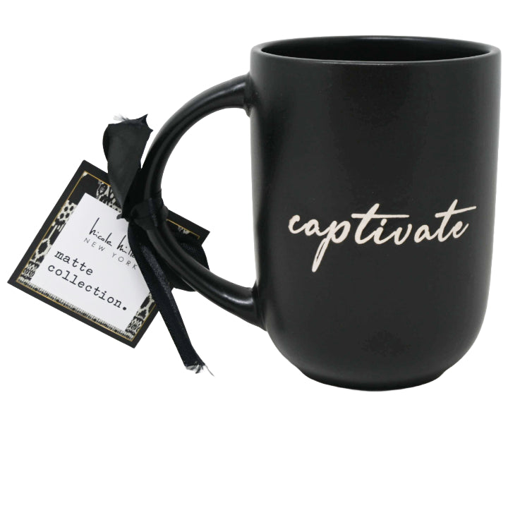 Matte Organic Mug with Debossed "Captivate" on Outside Nicole Miller C/P 36