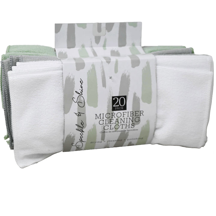 20pk SOLID WHITE/GREY/GREEN MICROFI C/P 24BER CLOTH