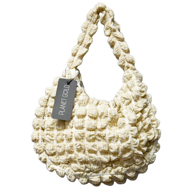 BROWN QUILTED HOBO HANDBAG W/TOP ZIPPER C/P 12