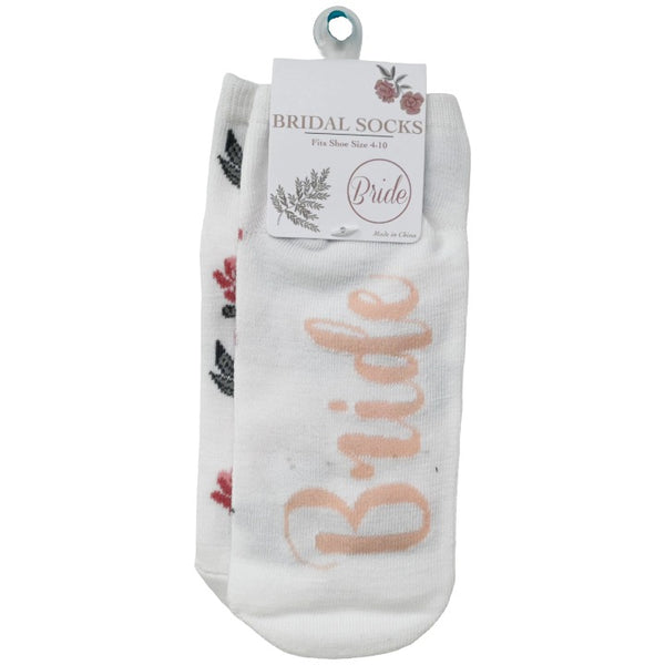 *NO USA* Ladies 9-11 White 1 pair The Bride Floral Quarter Socks (PRE-PRICE $5.00) C/P 12