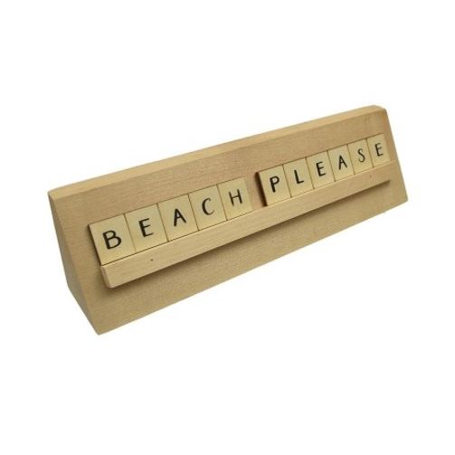 9x2 BEACH PLEASE Print Puzzle Piece Nat Wedge Wood Tabletop C/P 24