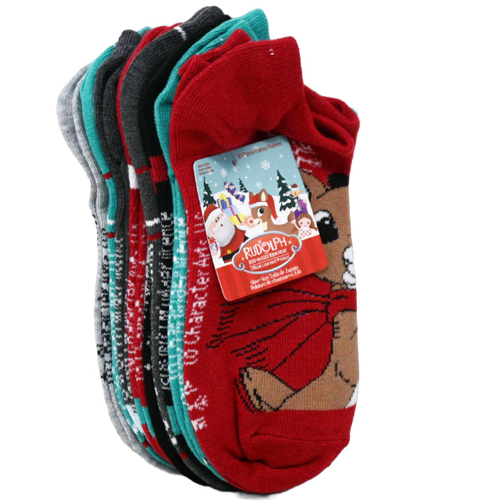 10pk RUDOLPH AND FRIENDS NS SOCKS SIZE 9-11 C/P 60