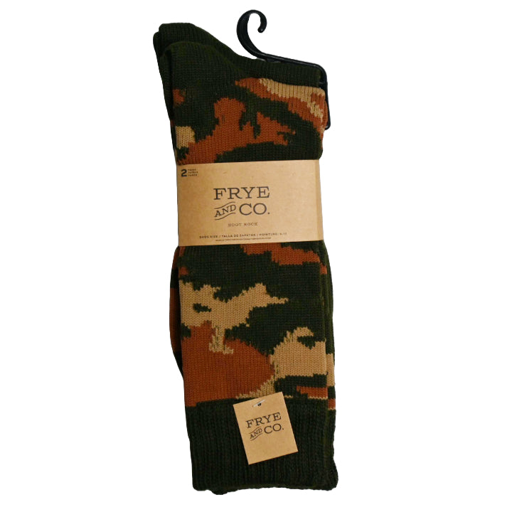 2pk FRYE & CO CAMO BOOT SOCKS SIZE 10-13 C/P 12