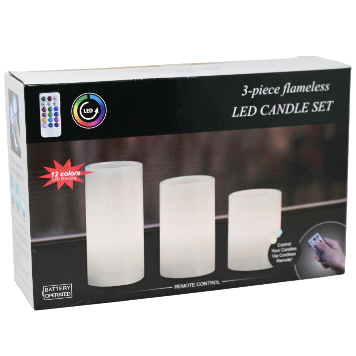 3pc LED CANDLE- 12 CHANGEABLE COLORS C/P 12