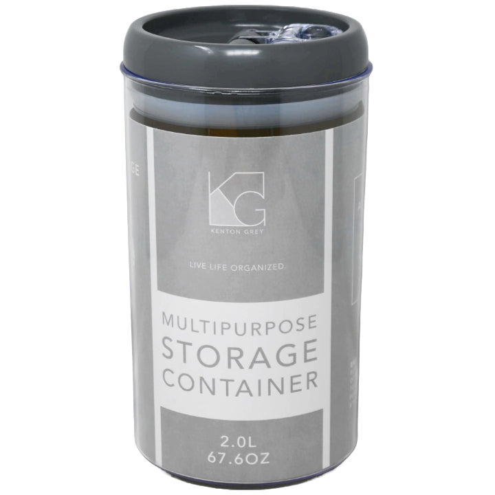 2.0L Round Plastic Food Storage Container wGrey Lid C/P 40