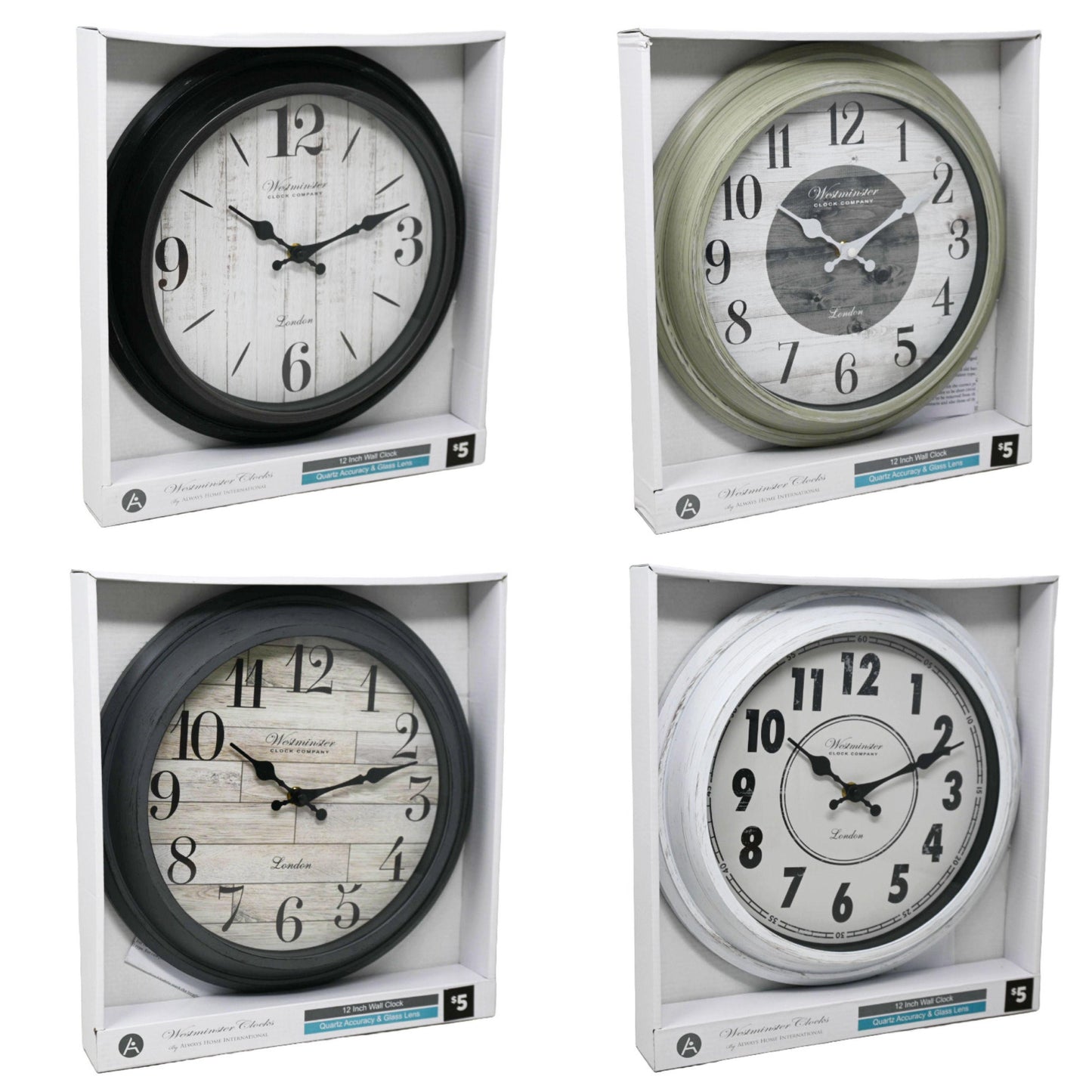 12" ASST WALL CLOCK C/P 4