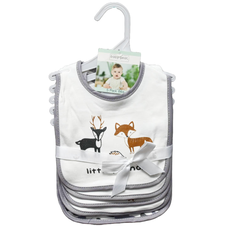 5pk MOOSE W/GREY TRIM BIBS C/P 72