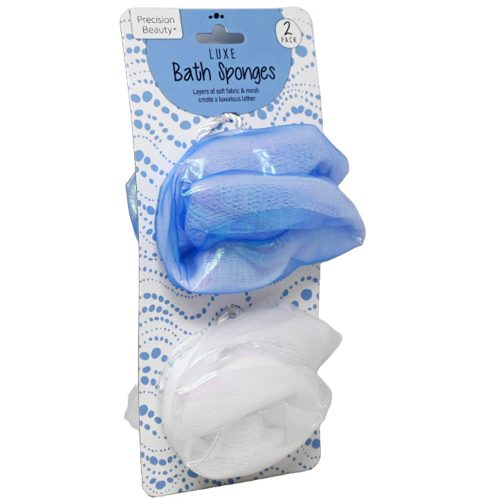 2pc BLUE/WHT LUXE BATH SONGE C/P 18