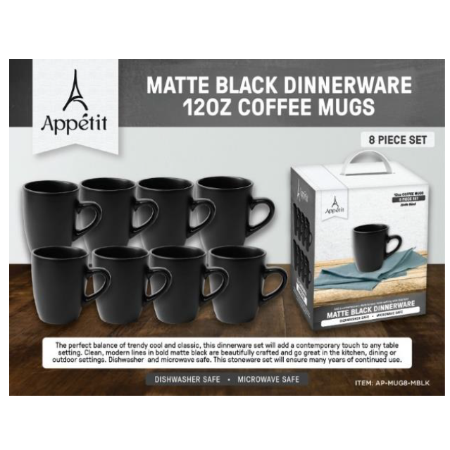 8 PC 12oz COFFEE MUG C/P 3