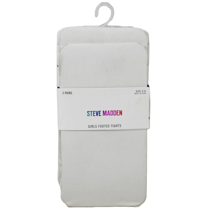 2pk GIRLS WHITE MICROFIBER FOOTED TIGHTS STEVE MADDEN C/P 24