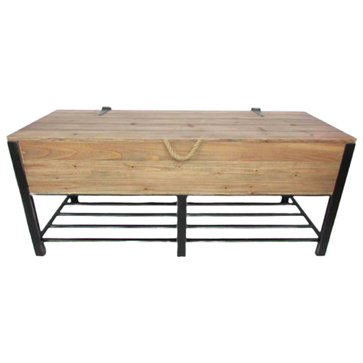 Chest Bench Open Top Wood Metal Frame 20.5"Hx48"Lx17.1"W C/P 1