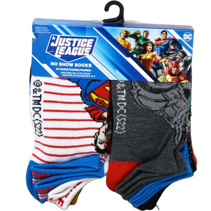 10pk JUSTICE LEAGUE WE ARE JUSTICE NS SOCKS SIZE 6-8 C/P 60