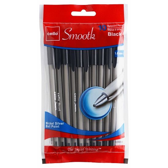 Cello Smooth 10pk Ball Point Pens, Black C/P 72