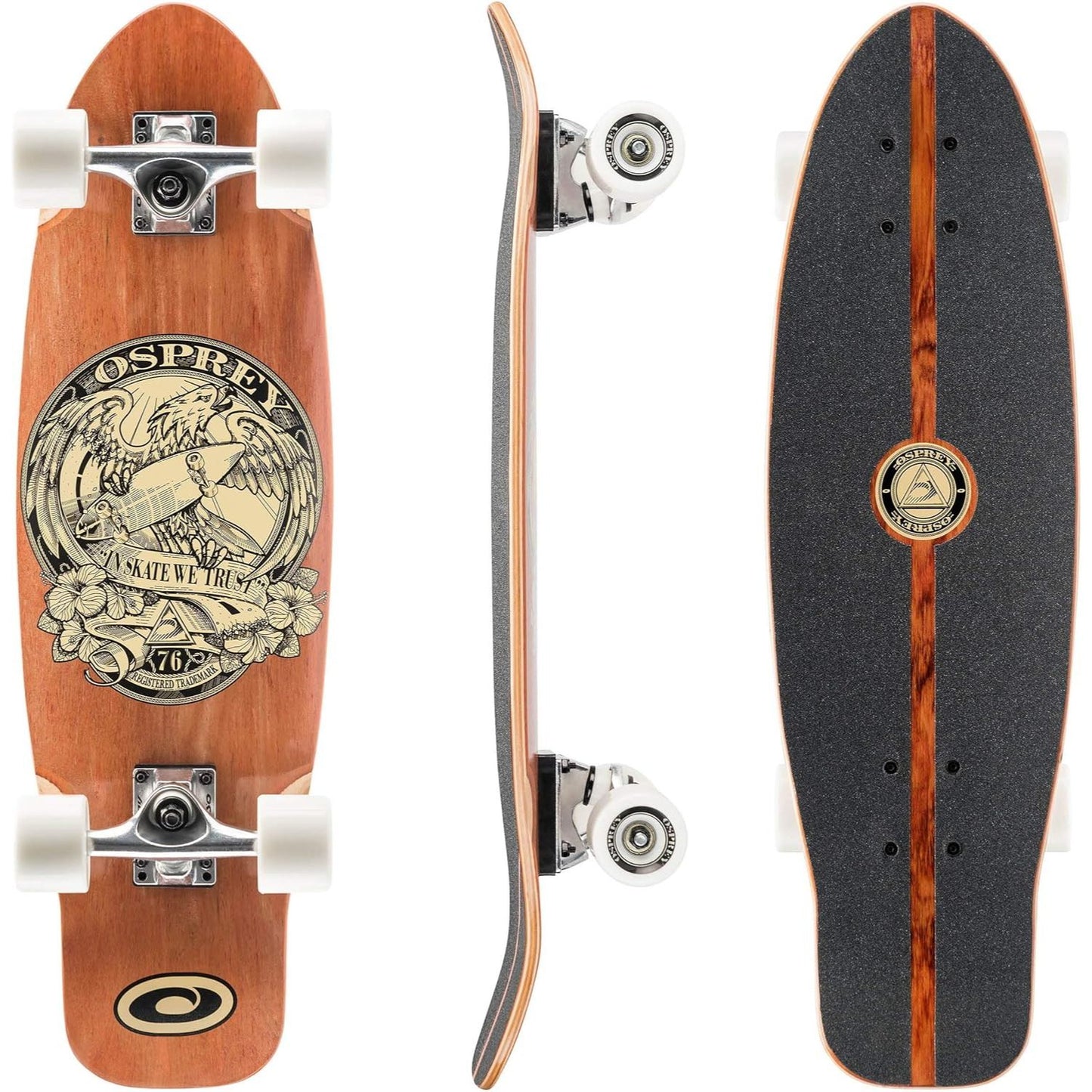 27" OSPREY "IN SKATE WE TRUST" MINI CRUISER SKATEBOARD C/P 4