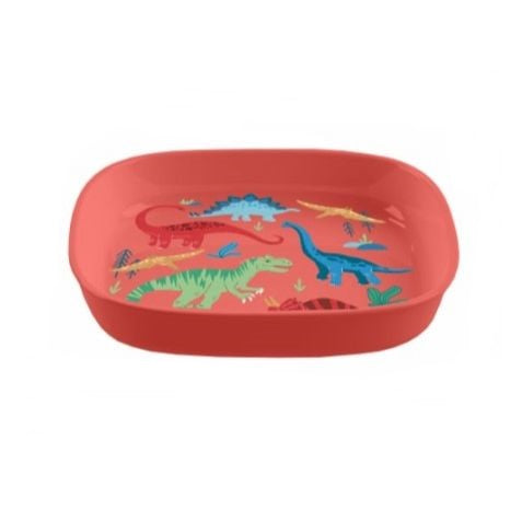 7.4" Square Kids Plates- Dino Red C/P 6