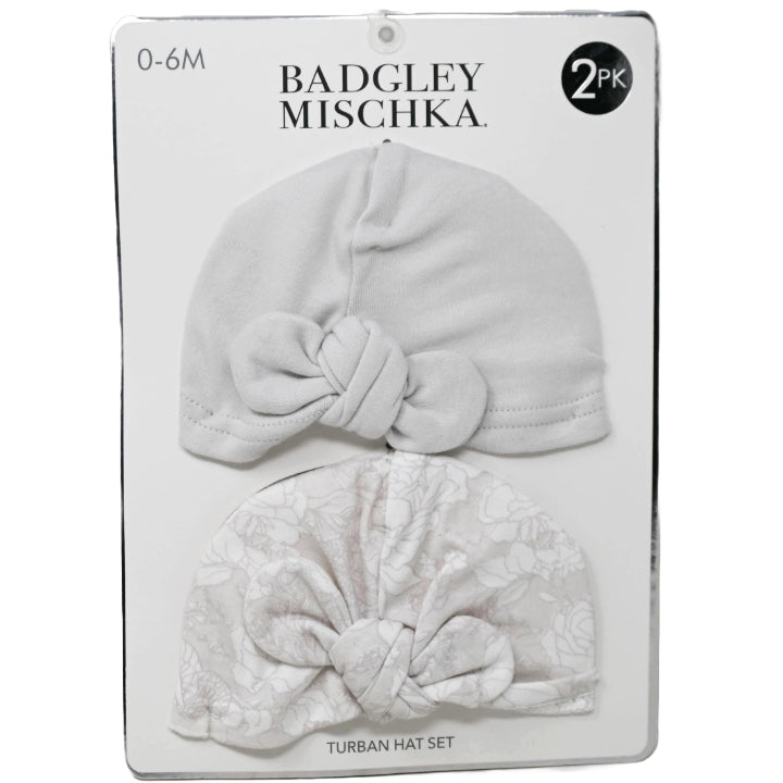 2pc Knot Hats -Off White & Floral Print C/P 24