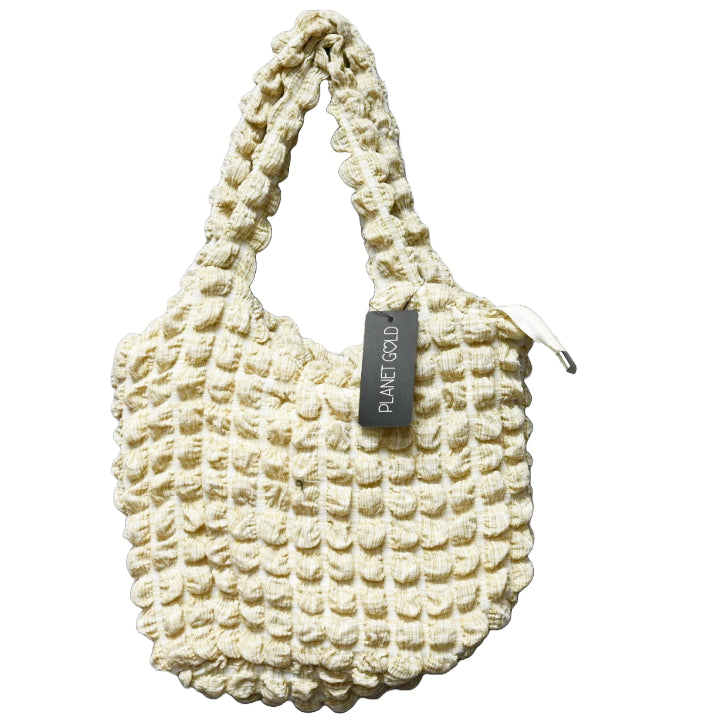 BROWN QUILTED SATCHEL HANDBAG W/TOP ZIPPER C/P 12