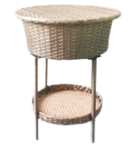 Rattan Table with Shelf 27.6"Hx18.9"DIA RTA C/P 1