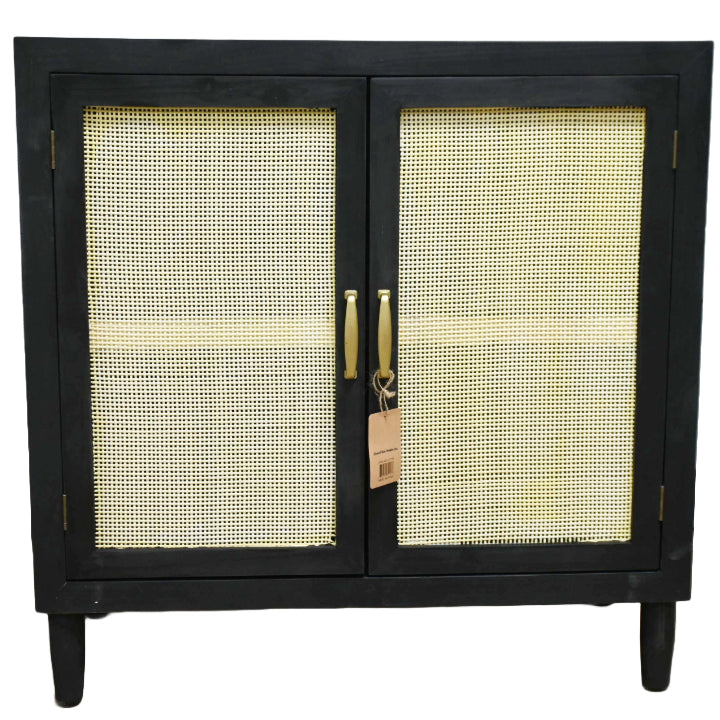 Black Cabinet Rattan Doors 31.7"Hx31.5"Lx15.8"W 27.1lbs C/P 1