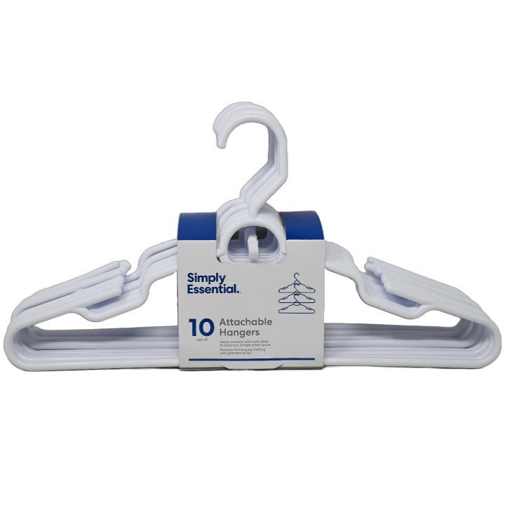 10pk WHITE ATTACHABLE HANGERS C/P 16