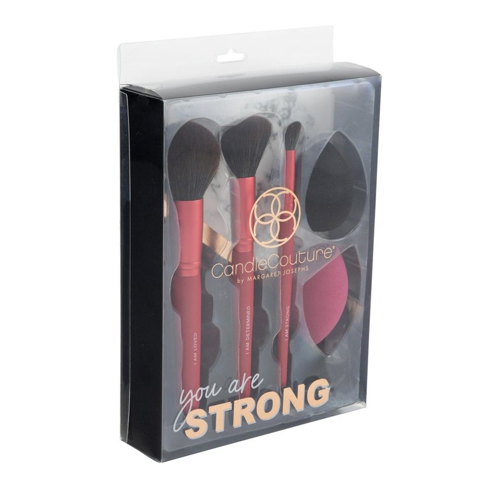 5pcs face brushes set-wood handle,aluminum ferrule with nylon hair-PU sponge C/P 12
