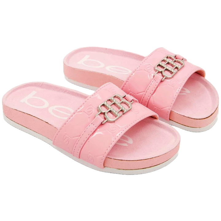 BEBE LT. PINK GIRLS FOOTBED SANDALS W/EMBOSSED PU, ASST SIZE C/P 12
