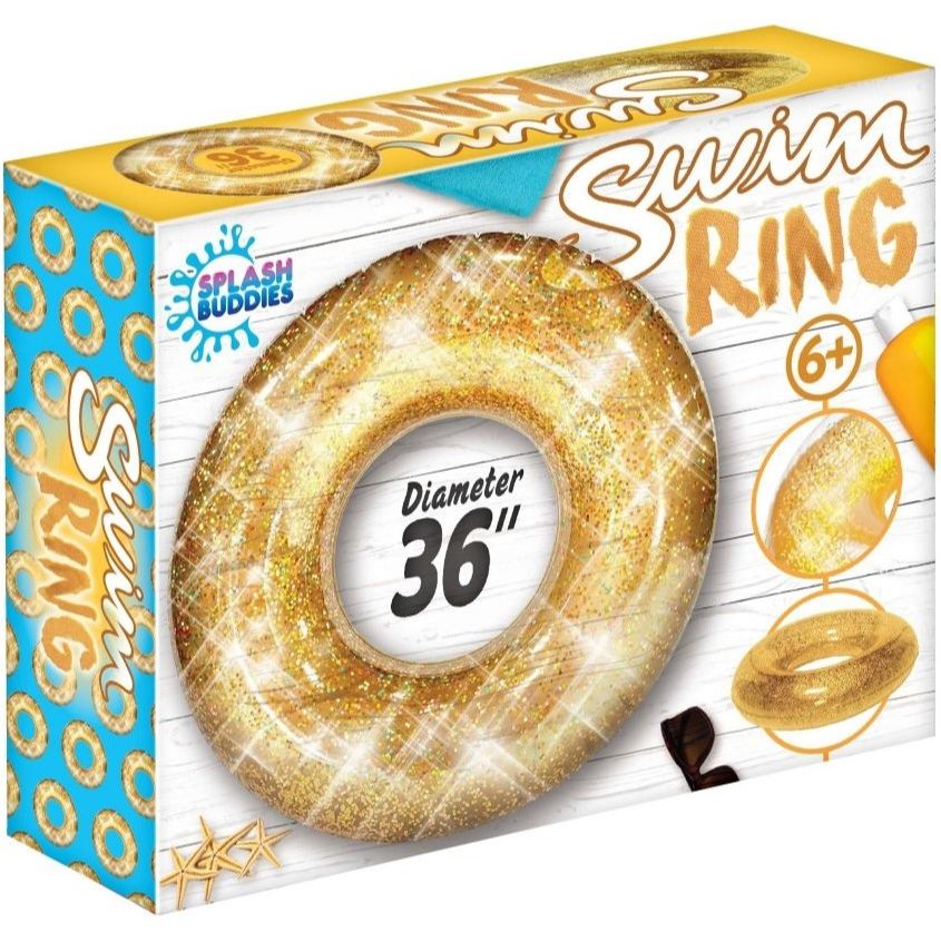 GOLD SPARKLE POOL FLOAT SWIM RING C/P 12