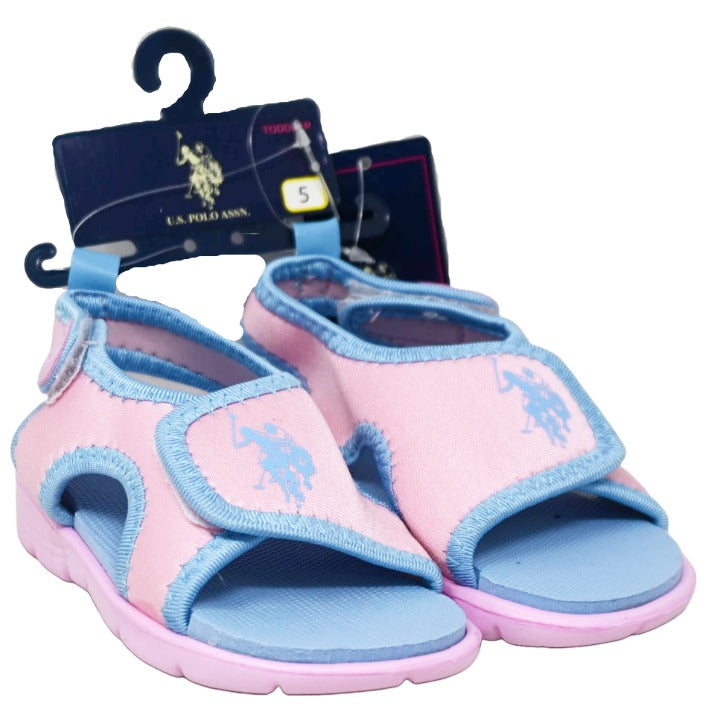 GIRLS 1PK SANDALS SIZE 5-8 PINK LIGHT BLUE C/P 24 US POLO ASSN