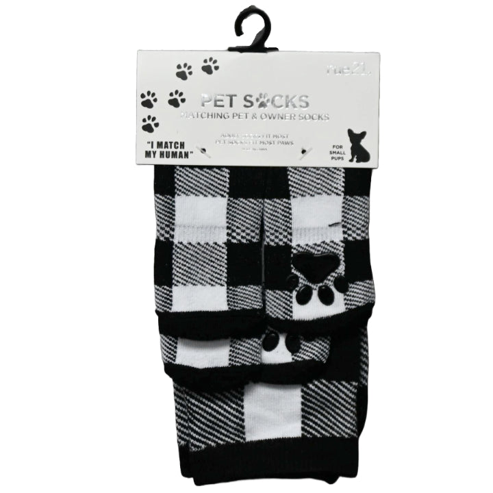 2PK PET AND PEOPLE BLACK PLAIDS MATCHING SOCKS SETS C/P 36
