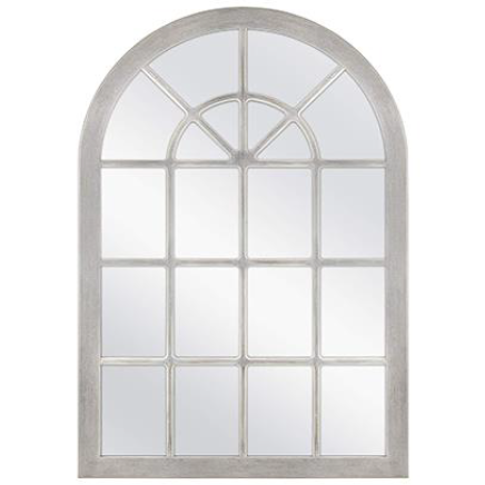 30"x44" GREY ARCHED WINDOWPANE WALL MIRROR C/P 1
