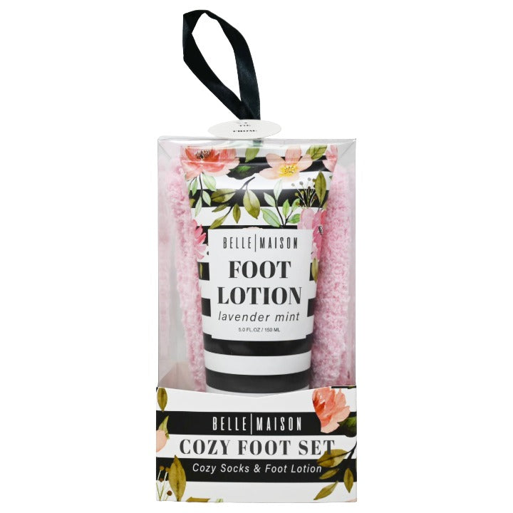 (As Is) Cozy Foot Set Socks & Lotion C/P 24 (Lotion Exp. 4/2025) Belle Maison
