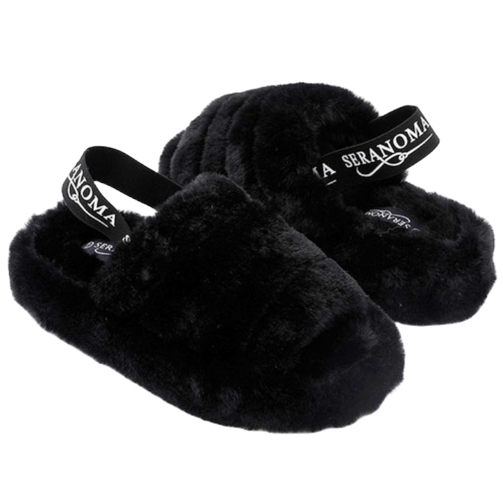 BLACK LADIES SLIPPERS SIZE 9 C/P 18