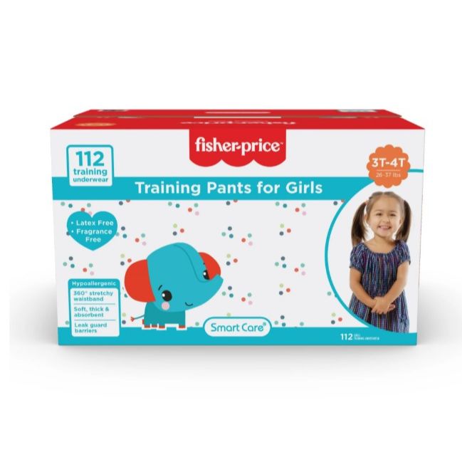 112ct 3T-4T FISHER PRICE GIRLS TRAINING PANTS FULL ELASTIC WAIST BAND C/P 1