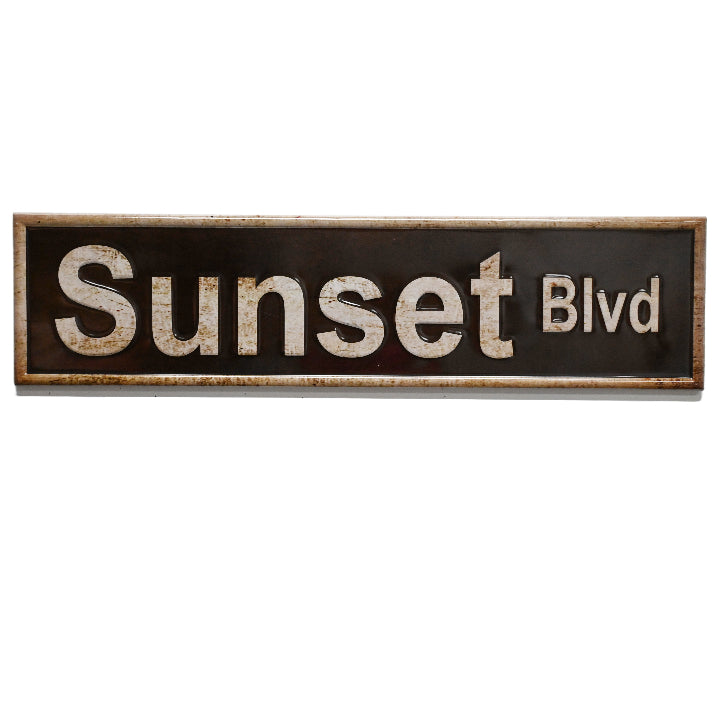 32"x8" EMBSSD SUNSET BLVD METAL WALL SIGN C/P 8