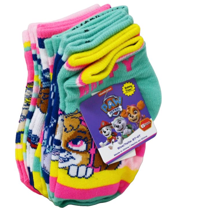 6pk 2T-4T PAW PATROL PLAYFUL QTR SOCKS C/P 12