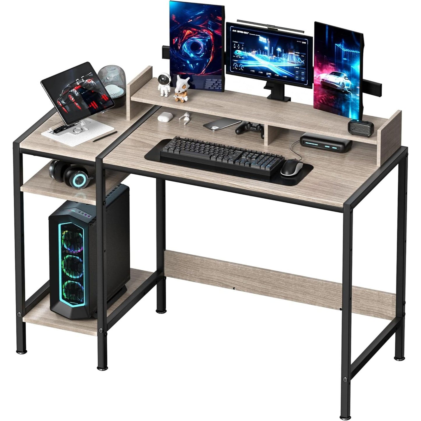 Oak Desk MDF Metal Legs 46.5"x19.5"x29" (No UPC, FNSKU Only) C/P 1