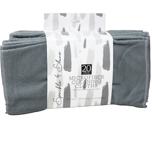 20pk SOLID GREY MICROFIBER CLOTH C/P 24
