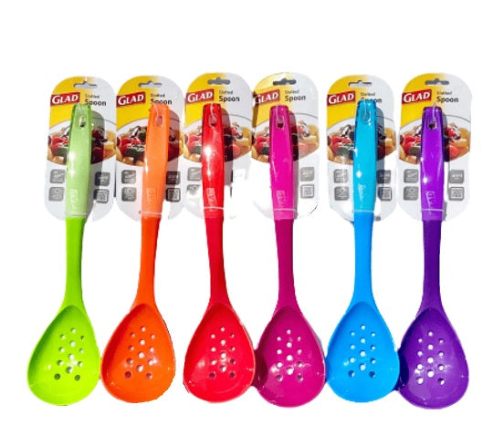 GLAD CRYSTAL SLOTTED SPOON ASSTD CLRS C/P 24