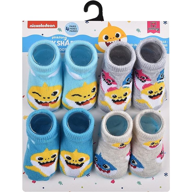 4pk BABY SHARK SWIM BOOTIES 3-ASST SIZE C/P 60