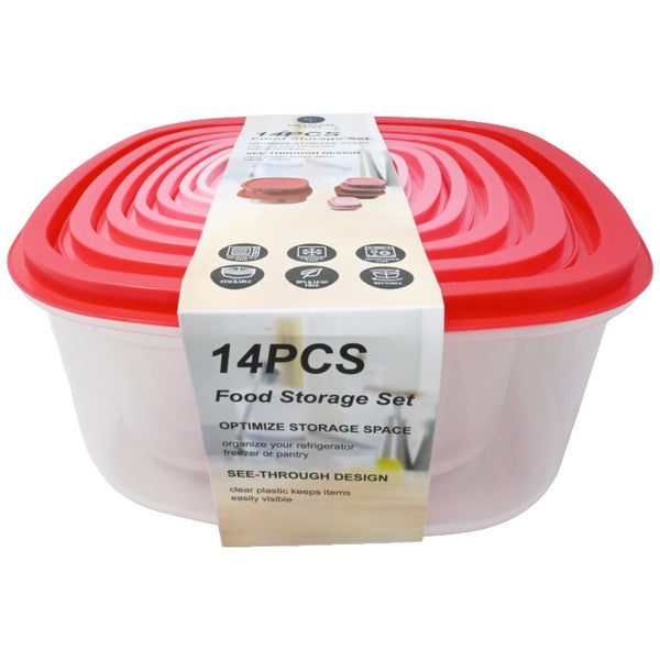 7pk Red Sq Food Storage Set C/P 12 Phantom Chef