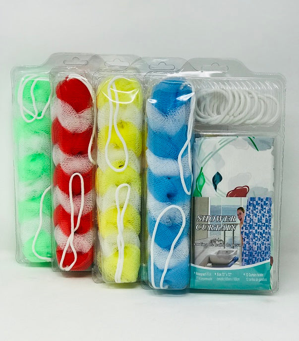 SHOWER CURTAIN 72'' W BATH SPONGE 4 C/P 48