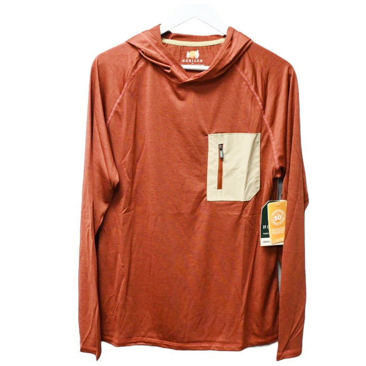 M-XXL BURNT ORANGE SPACE DYE LONG SLEEVE HOODIE C/P 12 HORIZON