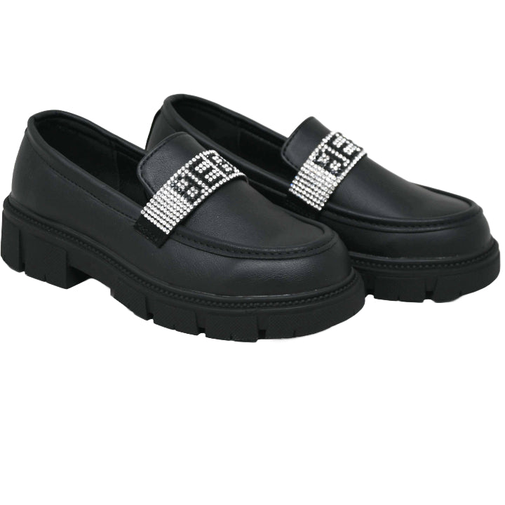 BEBE BLACK GIRLS CHUNKY LOAFER ASST SIZE C/P 12