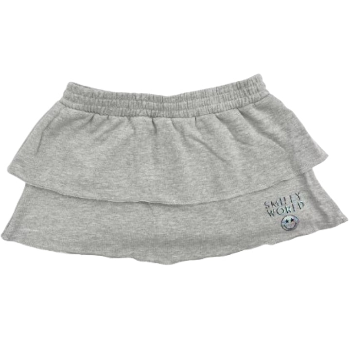 S-XL GIRL GREY LAYERED FRENCH TERRY SKIRT C/P 24