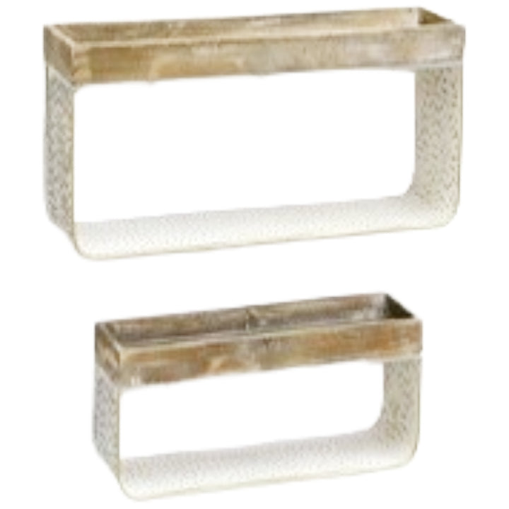 2pc Wall Shelves Ivory Perforated C/P 4