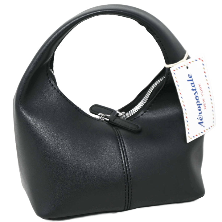 BLACK SMALL HOBO BAG W/WRAP AROUND CIRCULAR ZIPPER AEROPOSTALE C/P 24