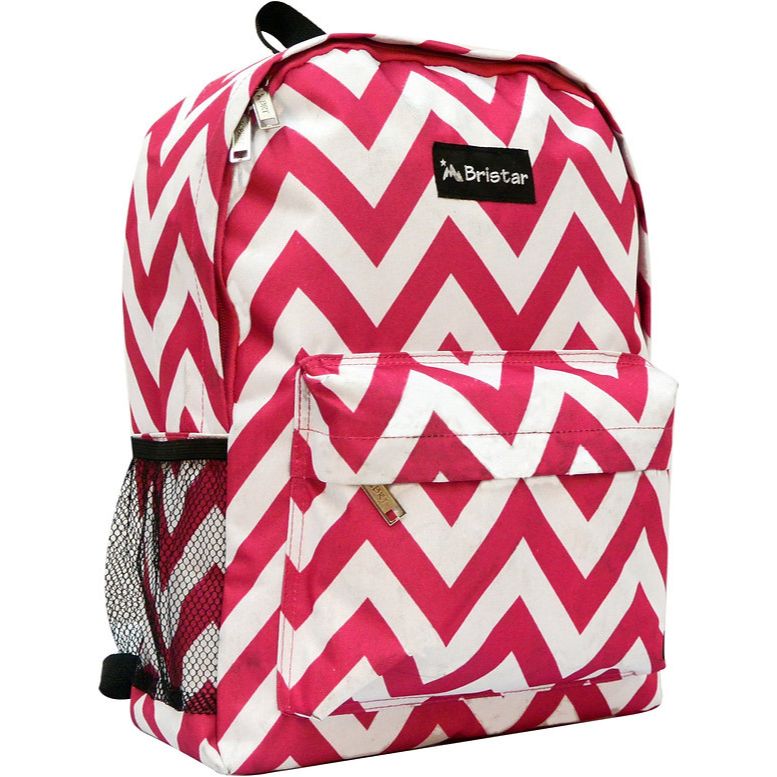 PINK/WHITE CHEVRON PRINT BACKPACK C/P 24